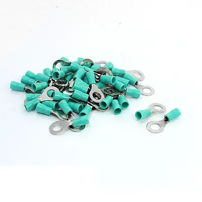 

50Pcs RV5.5-8 Ring Tongue Type Pre Insulating Terminals Green for AWG 12-10