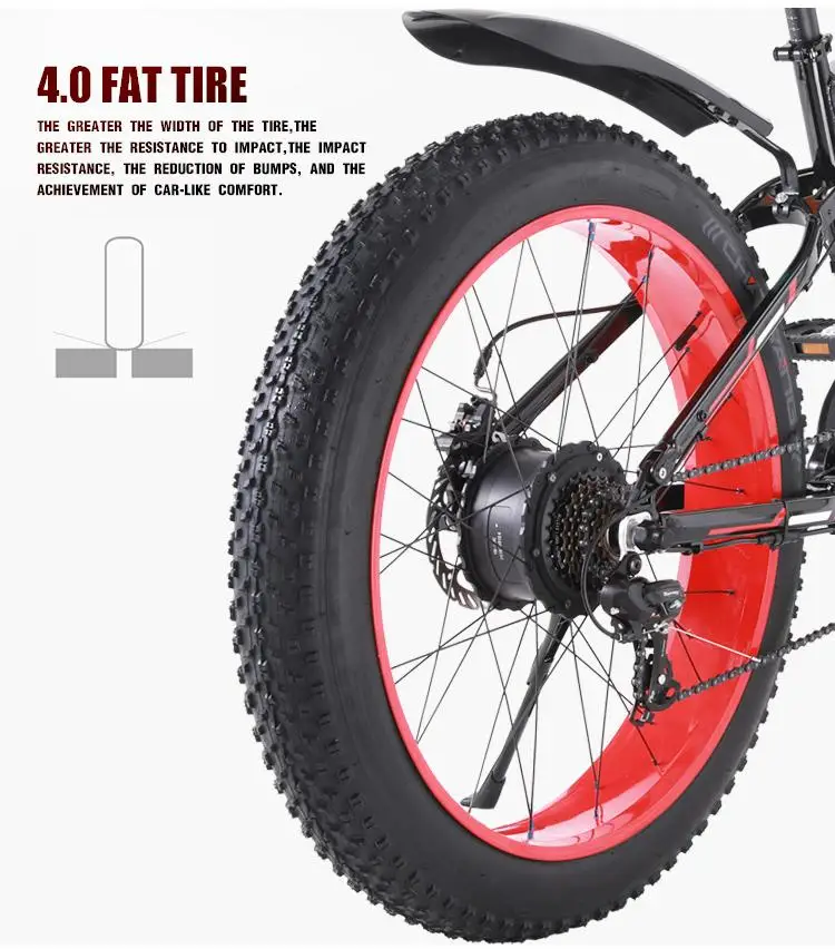 Электрический Снежный скутер двухколесный Электрический велосипед 4,0 Fat Tire мощный электрический велосипед 1000 Вт 48 В внедорожный горный электровелосипед