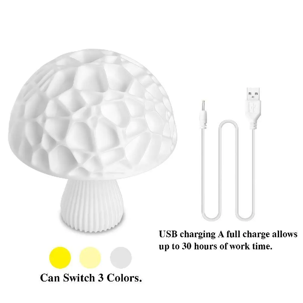 3D LED Night Light Rechargeable Decorative Light LED Gift 16 Kinds Of Color Mushroom Light Children Infrared Remote Control
