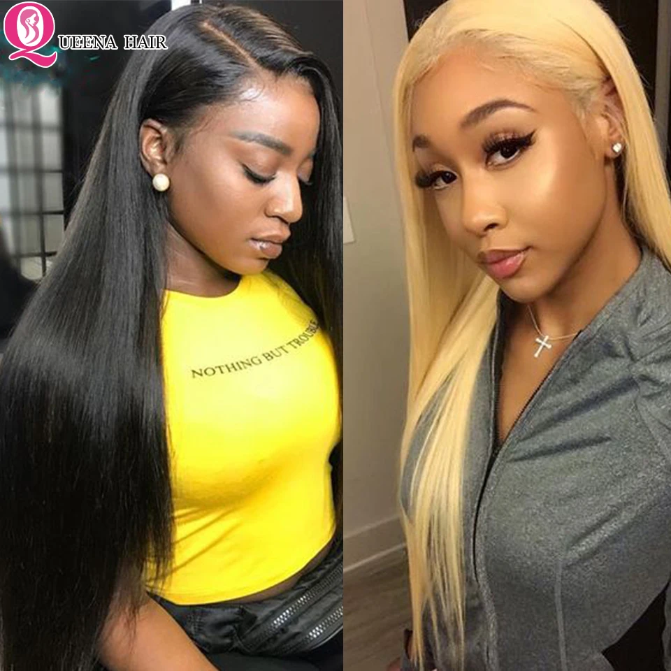 

Blonde Lace Front Human Hair Wigs For Black Women Brazilian Cheap Straight Transparent Lace Wigs Free Shipping Pre plucked Remy