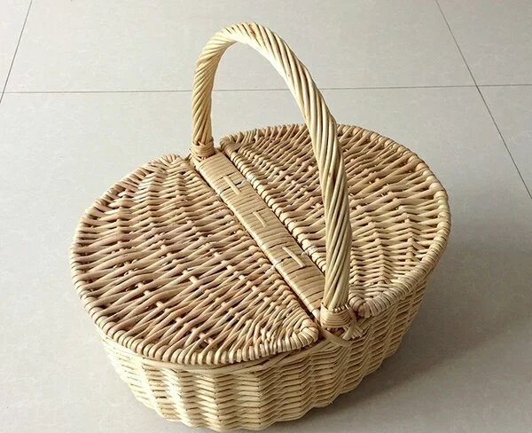Cesta de picnic azul para frutas, venta al por mayor, cesta de mimbre tejida, cubierta de cesta de regalo, cesta de de almacenamiento| - AliExpress