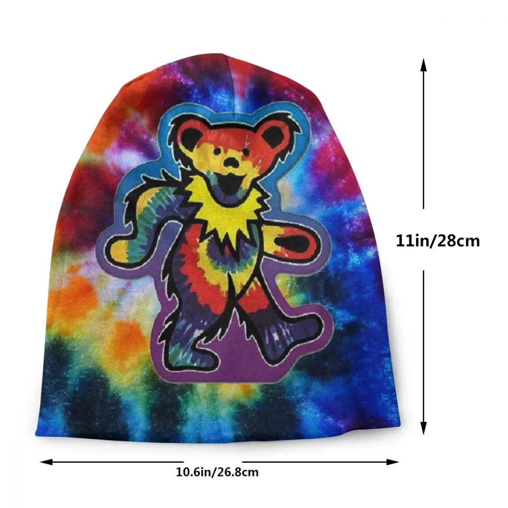 Tie Dye dancing Bear, унисекс, для взрослых, Повседневная шапка, зимняя теплая вязаная Лыжная шапка с рукавом Skully Beanies