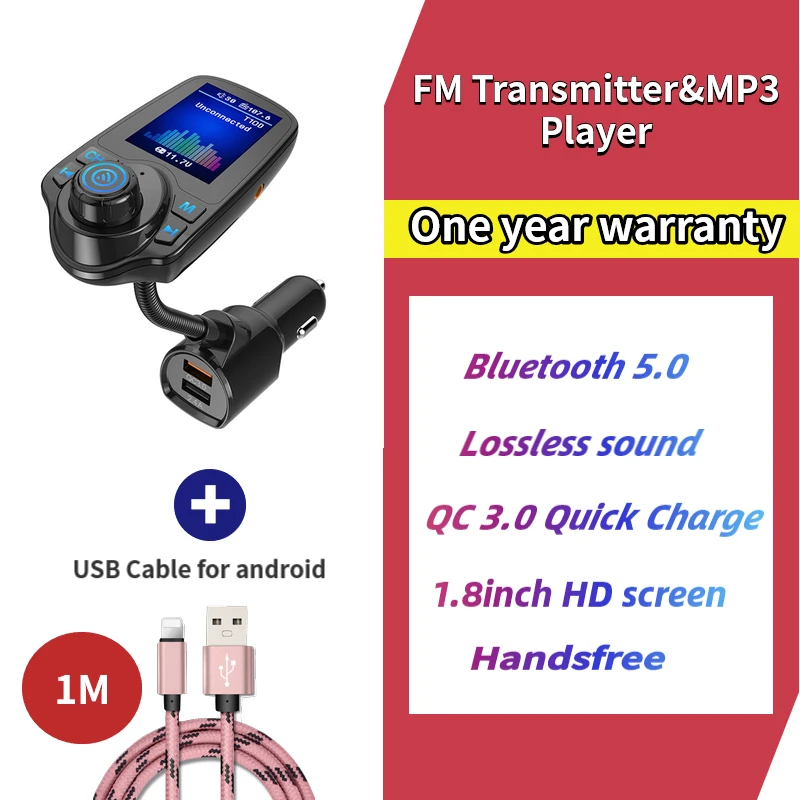 Многофункциональный автомобильный fm-передатчик 1,8 дюйма, быстрая зарядка, mp3-плеер 3,0 с двойной usb зарядкой, цветной TFT дисплей, 5 режимов эквалайзера - Название цвета: F
