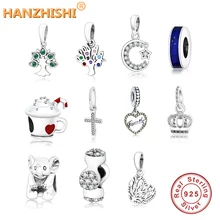 Зимняя коллекция, 925 пробы, серебряный крест, дерево, корона, подвески, бусины, подходят к оригиналу Pandora, браслет, сделай сам, изготовление ювелирных изделий