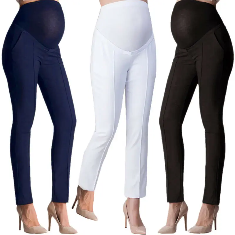 Elastic Belly Protection Maternity Pregnant Women High Waist Capris Casual Trousers Work Office Over Bump Pencil Pants Wear Hot
