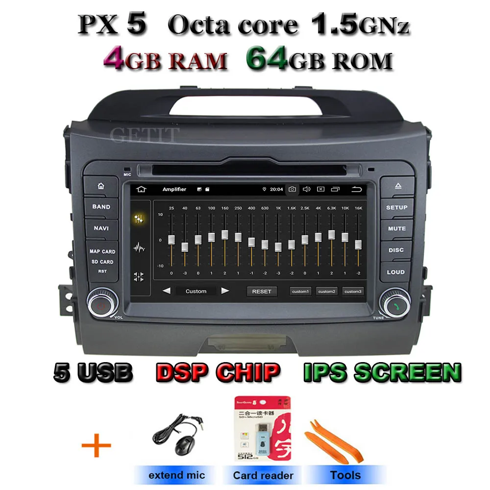 Ips Android 9,0 4G 64G Автомобильный dvd-плеер для Kia SPORTAGE 2010-2012 gps радио - Цвет: PX5 Standard