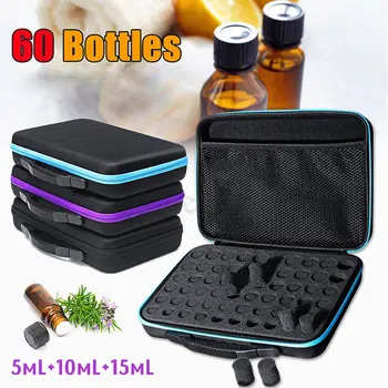 

60 Compartments Essential Oil Storage Bag Portable Travel Essential Oil Bottle Organizer Perfume Oil Collecting Case Tool