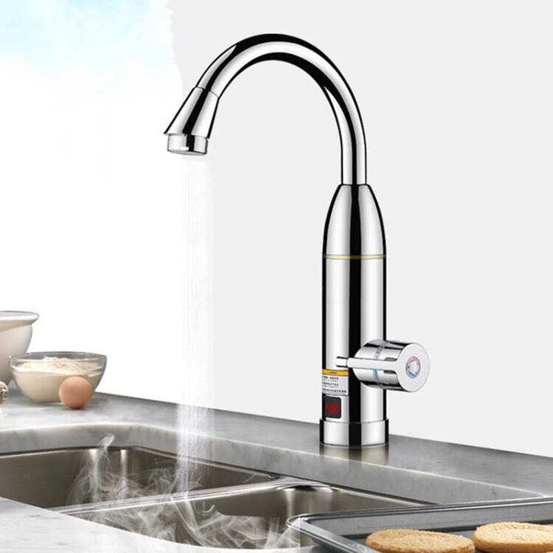 Grifo eléctrico de calefacción instantánea para cocina, calentador de agua fría y caliente de doble uso, sin depósito, calentamiento rápido, ducha con pantalla LED