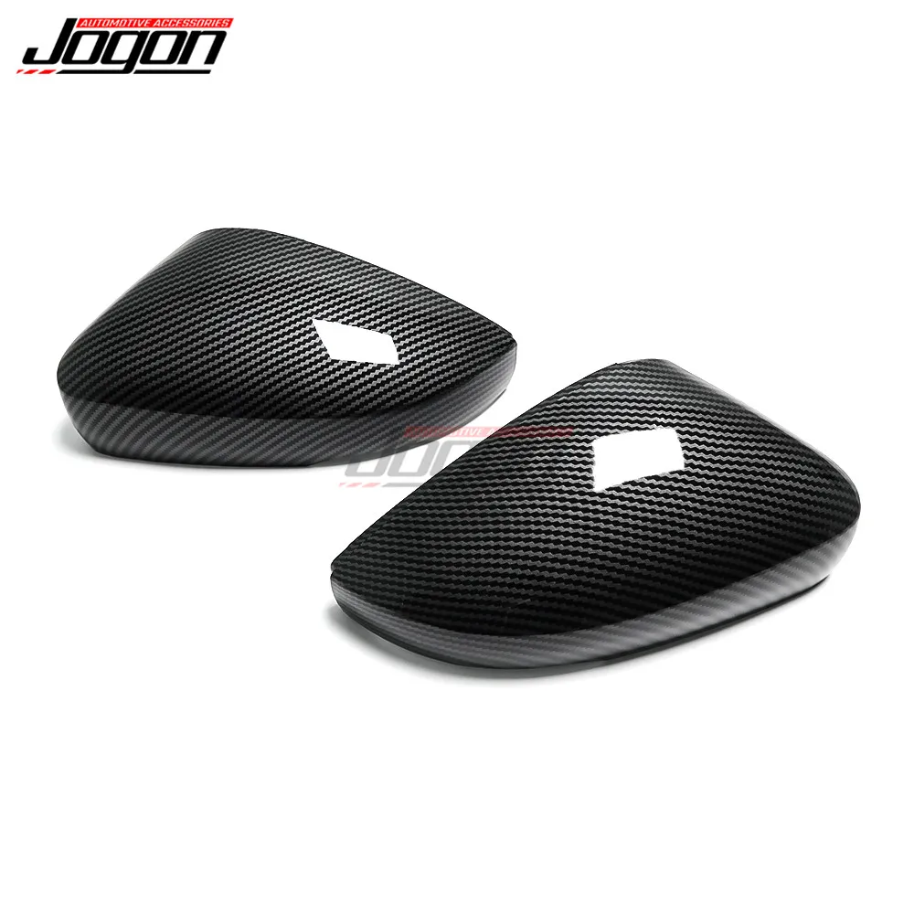 블랙 & 카본 파이버 자동차 사이드 리어 뷰 미러 캡 윙 미러 커버 교체, 폭스바겐 폴로 Mk6 AW GTI 2018 2019 2020 2021