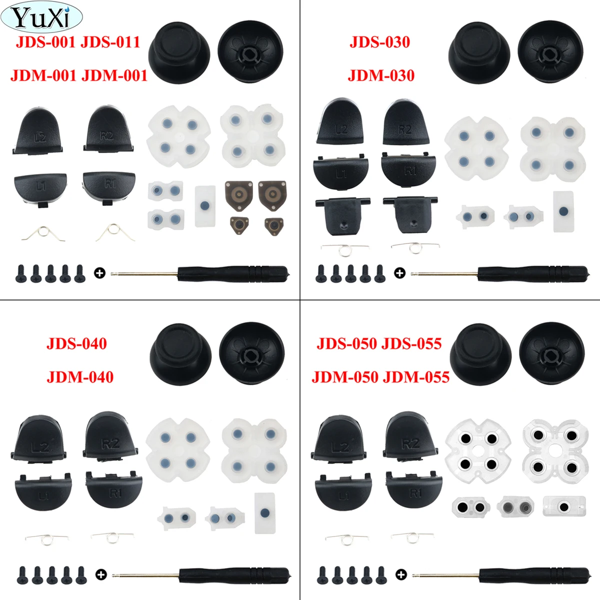 

YuXi For PS4 PRO Slim JDM JDS 050 055 040 030 001 Controller L1 R1 L2 R2 Trigger Buttons Analog Stick Conductive Rubber Repair