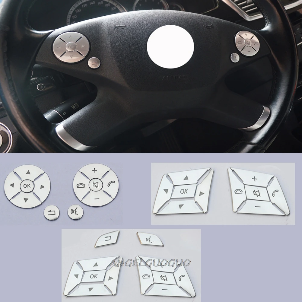 Car Styling Steering Wheel Button Cover Trim decoration Sticker For Mercedes Benz GLK X204  / E Class W211 W212/ C Class W204