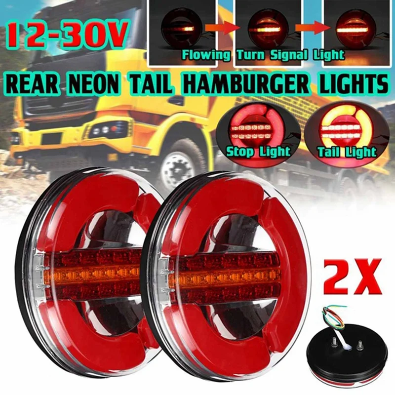 2X Dynamic LED Trailer Truck Tail Light Strobe Brake Lights DRL Turn Signal Lamp for Car Boat Bus Van Caravan Taillight | Автомобили и