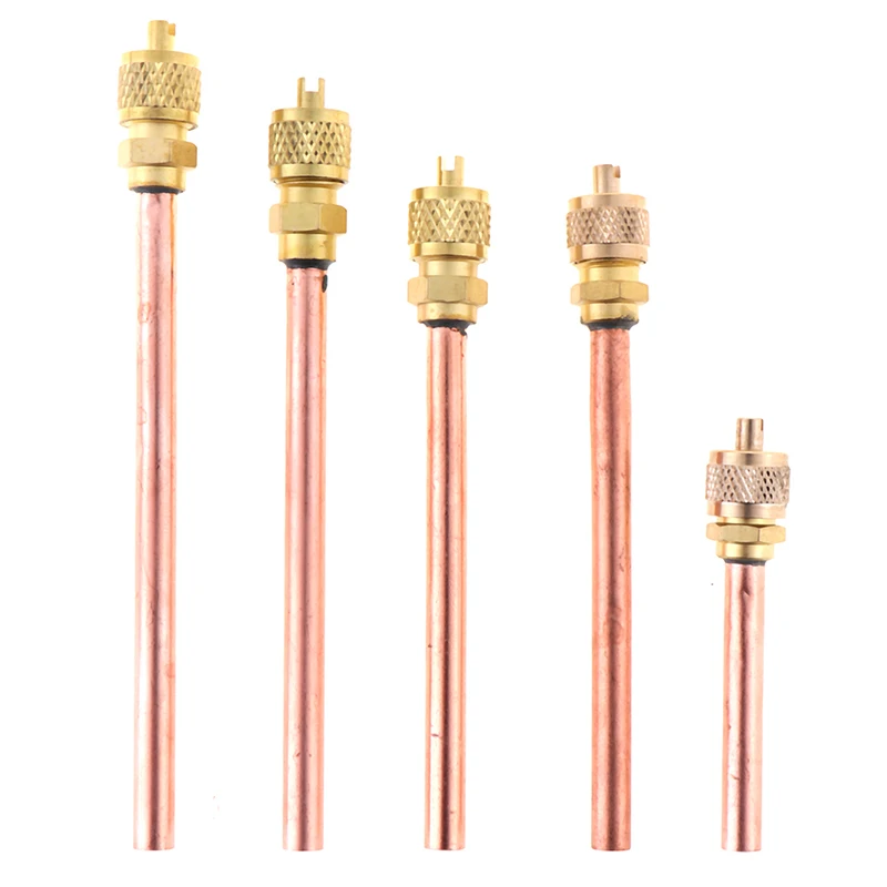 5pcs/lot Metal Service Access Valve 1/4" SAE 1/4" OD 4" Stem Strong Core AC Air Conditioner Refrigeration Access Valve