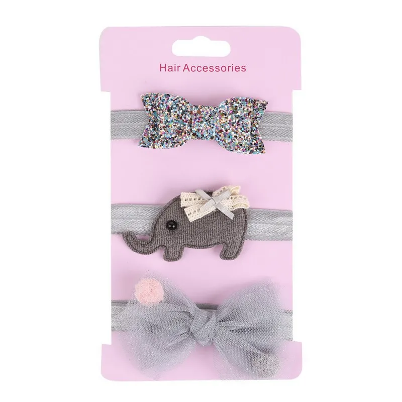 

Pack Of 3 Toddler Baby Girl Cute Lace Stretch Sequin Bow Elastic Headband Molding Hair Band Accessories
