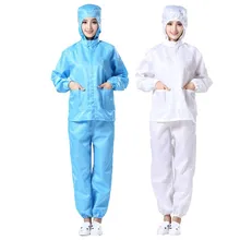 Антистатическая одежда с капюшоном с разрезом антистатические комбинезоны с капюшоном в синюю и белую полоску без пыли мастерская чистая одежда