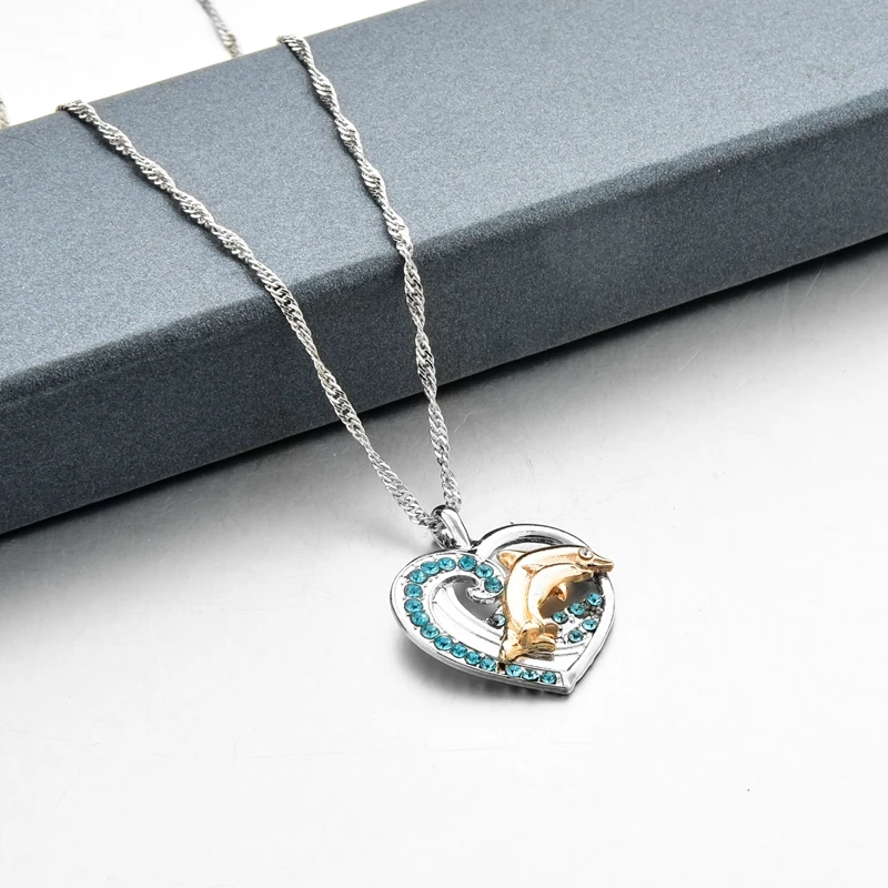 CHICVIE изысканное Сердце& колье с кулоном в виде дельфина& Подвески для женщин Шарм Серебряный кулон ювелирные изделия яркое ожерелье из кристаллов SNE190141