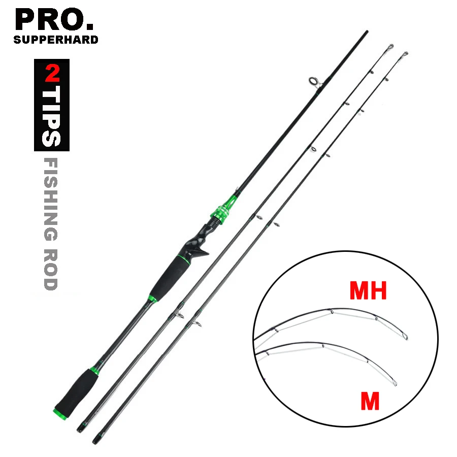 

High Quality 2 Rod Tips M/MH Fishing Rod 1.8M 2.1M 2.4M Lure Rod Carbon Body Casting Rod 2 Section Fishing Pole EVA Handle