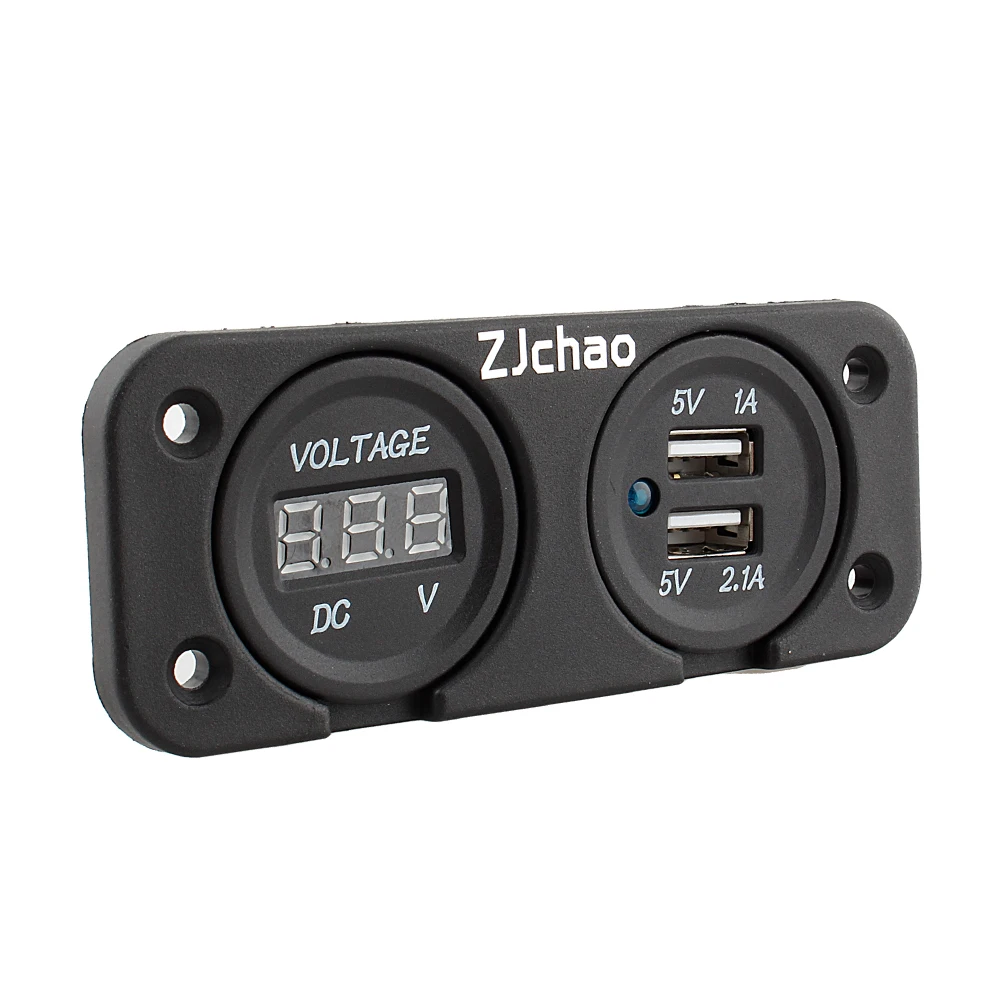 

Car Charger 2 USB Port Charger Waterproof Charger USB Port Socket With Voltmeter For Car Boat For Charging GPS PSP Mobile Phones