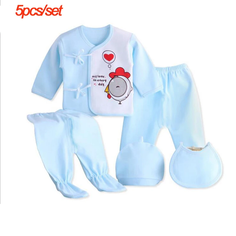 Одежда для новорожденных; хлопковый костюм для малышей; рубашка; одежда с длинными рукавами для малышей; Одежда для мальчиков и девочек; комплект из 18 предметов с рисунком медведя - Цвет: CW6001D-5pcs-set