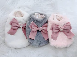 Dogs and Cats Dress Vest Faux Fur&Bow Design Pet Puppy Coat Jacket Winter Clothing Outfit