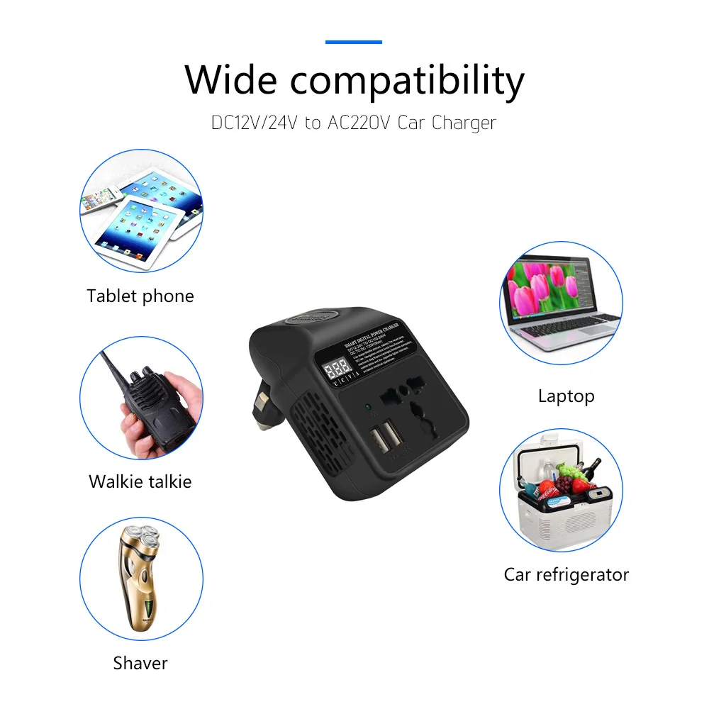 AOSHIKE 120 Вт DC12V 24 В до 110 В 220 В 3.1A новая розетка в автомобиль Смарт Цифровое зарядное устройство конвертер автомобильный инвертор