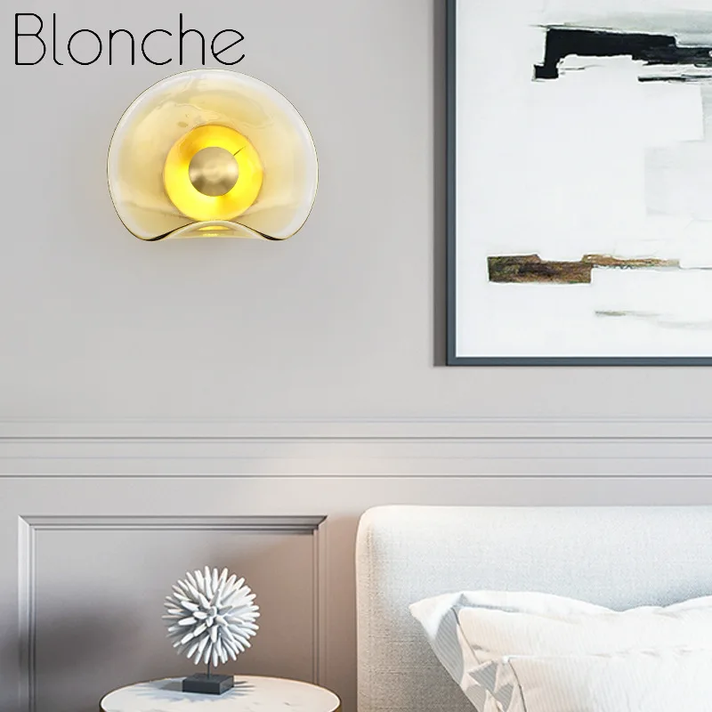 Современный настенный светильник Blonche, золотые светодиодные Настенные светильники, стеклянные светильники для гостиной, кухни, коридора, домашнего декора, круглые бра
