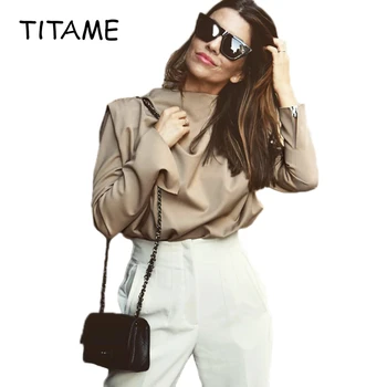 

TITAME 2020 Spring Long-sleeved Lady Shirt Wild Temperament Retro Loose Shirt Blouse Vintage Clothes Ladies Tops Streetwear