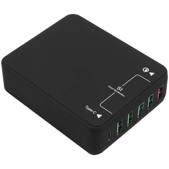 

Quick Charge 3.0 5-Port Usb Charger Type-C Smart Fast Charger Compatible For Iphone Xs/Xs Max/Xr And More(Us Plug)