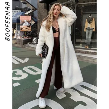 

BOOFEENAA White Faux Fur Teddy Bear Coat Women Fluffy Winter Jacket Oversized Long Shaggy Cardigan Warm Trench Coats C94-CI74