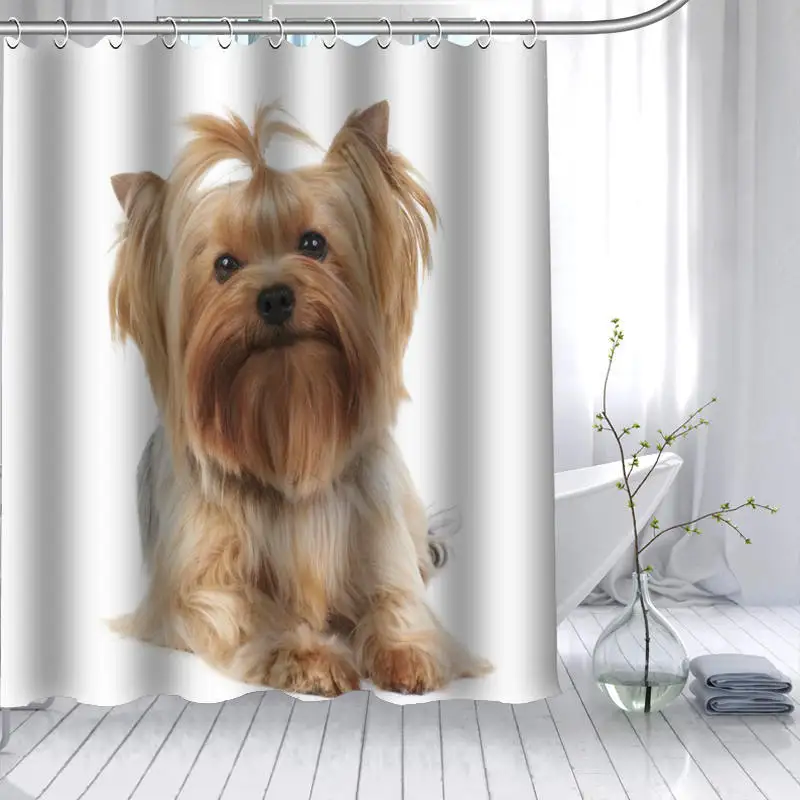 ShunQian йоркширский терьер собака душ занавеска из полиэстеровой ткани 12 крючков для ванной водонепроницаемый плесени Забавный занавес для ванной - Цвет: 11