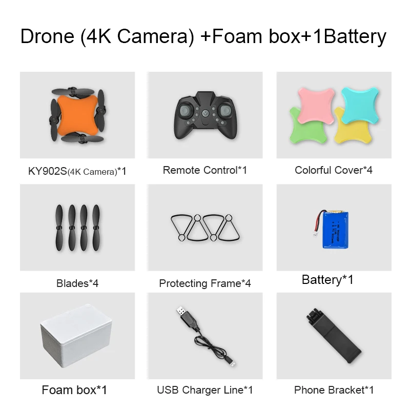 Мини-Дрон 4K HD камера DIY пять цветов FPV Квадрокоптер аэрофотосъемка RC складной Квадрокоптер Детский подарок игрушки - Цвет: Set10