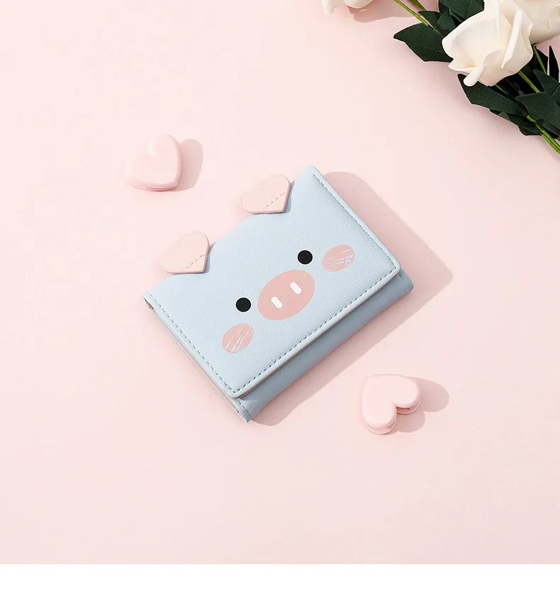 Cartoon Pig Cute Kawaii Wallet for Teen Girl Small Candy PU Leather Rfid Wallets Women 2019 Ladies Hasp Fashion Handy Coin Purse (1)