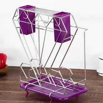 

Kitchen Storage Rack Stainless Steel Cutting Board Storage Rack Knife Draining Holder Kitchen Supplies Storage Shelf (Purple)
