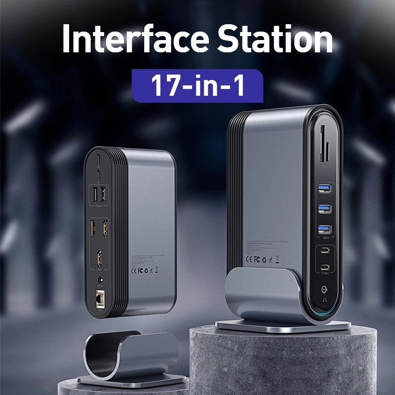 US $198.25 17 In 1 USB C HUB Type C To Multi HDMI RJ45 VGA USB 30 PD Power Adapter Docking Station For MacBook Pro Laptop USBC Hub