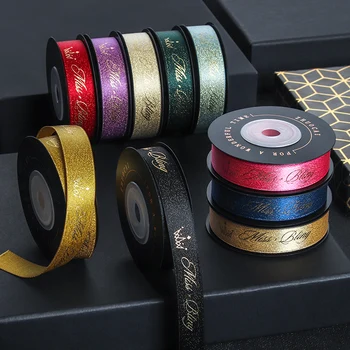 

New High density 9meters/lot MISS BLING grosgrain ribbons gilding light luxury width 1.6cm DIY gift flower cake packaging ribbon