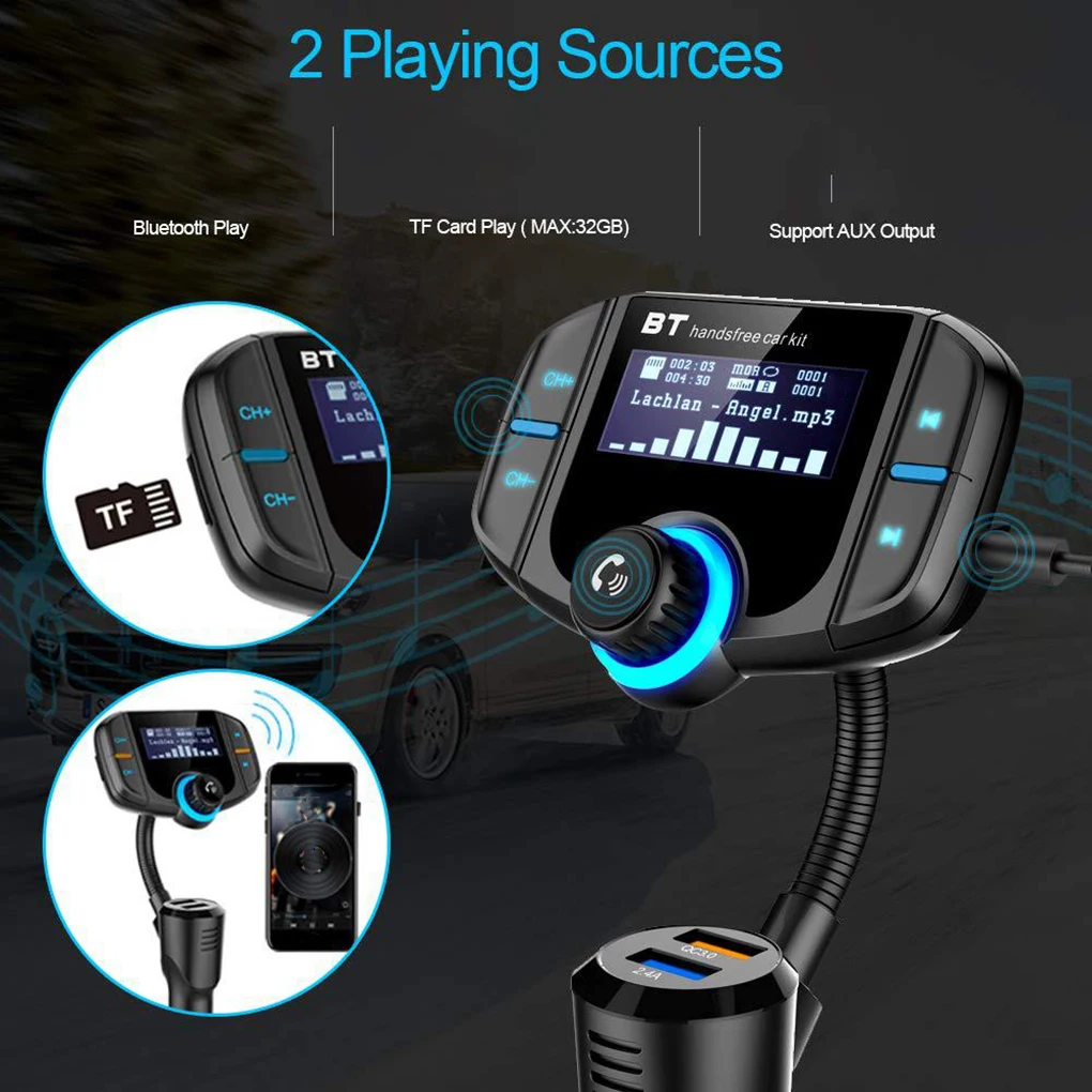 Bluetooth FM передатчик в музыкальный плейер в машине беспроводной двойной зарядное устройство usb громкой связи вызова