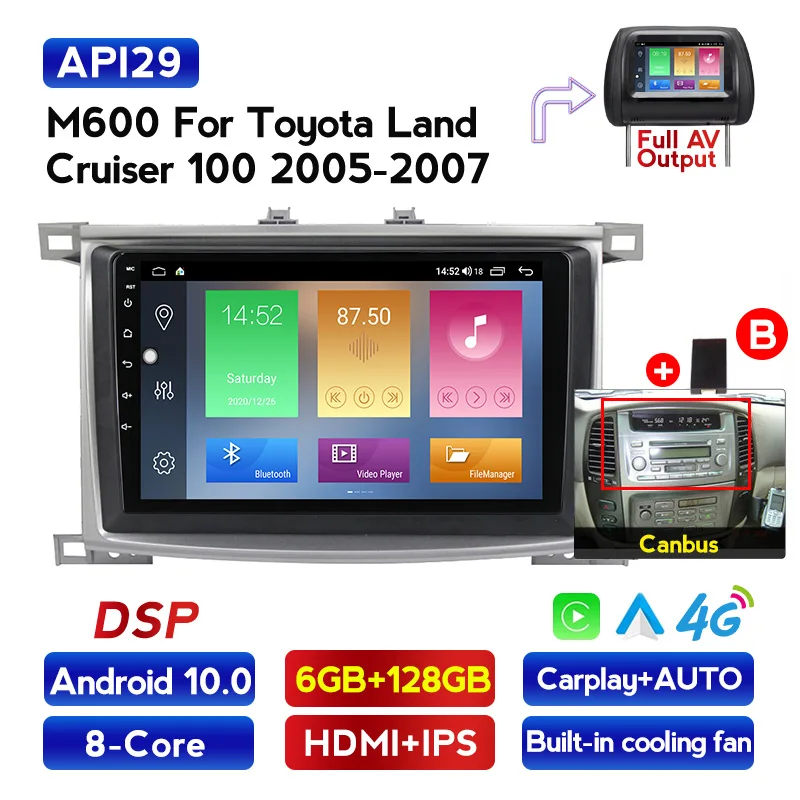 Автомобильный мультимедийный плеер Android 10 0 Восьмиядерный 2.5D DSP 64 Гб ПЗУ для Toyota Land