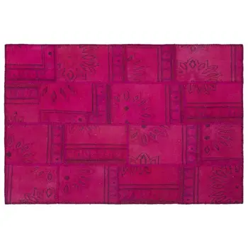 

Handmade Fuchsia Vintage Overdyed Patchwork Area Rug 120x180 Cm-3'11''X5'11''