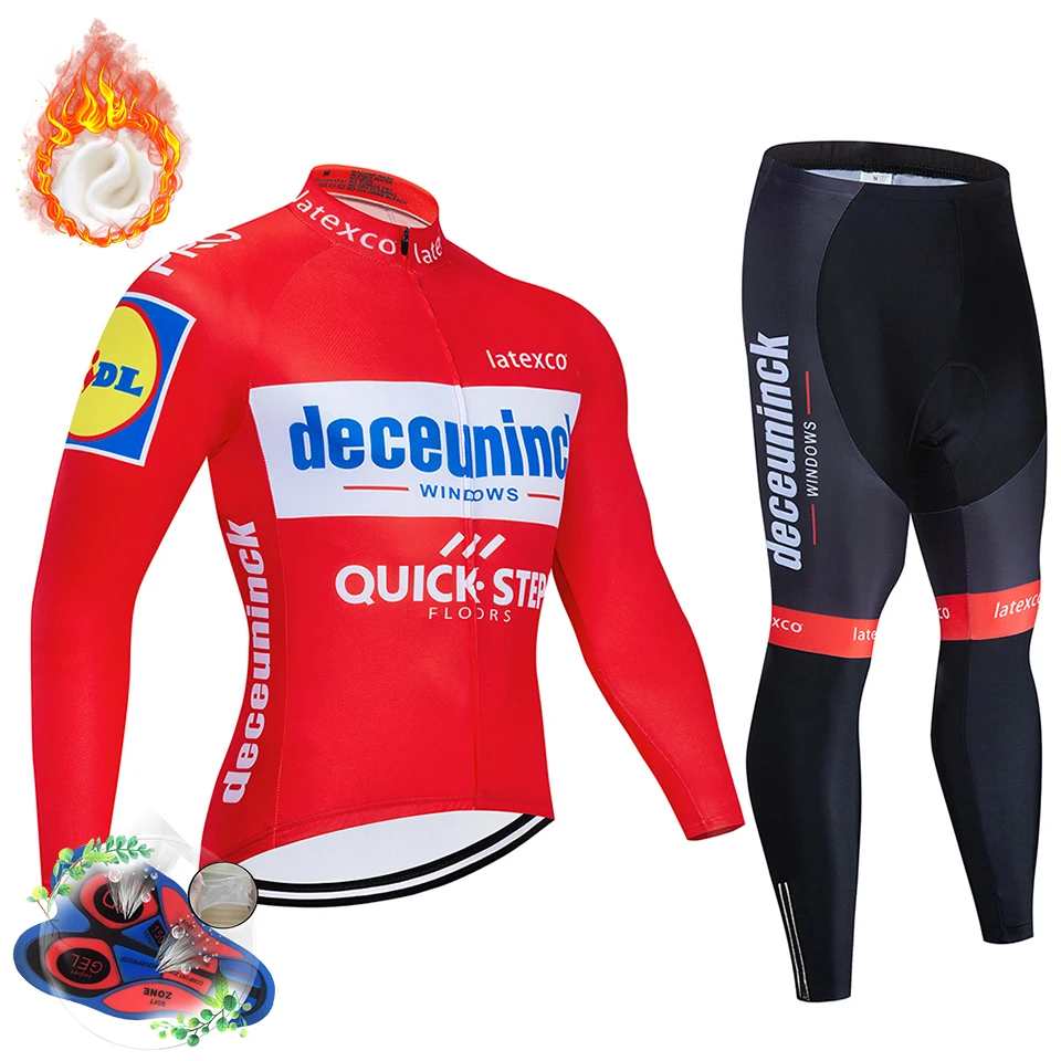 Красный Быстрый Ropa Ciclismo Invierno Зимний Велоспорт Джерси термальный флис с длинным рукавом Велоспорт одежда Набор велосипед одежда