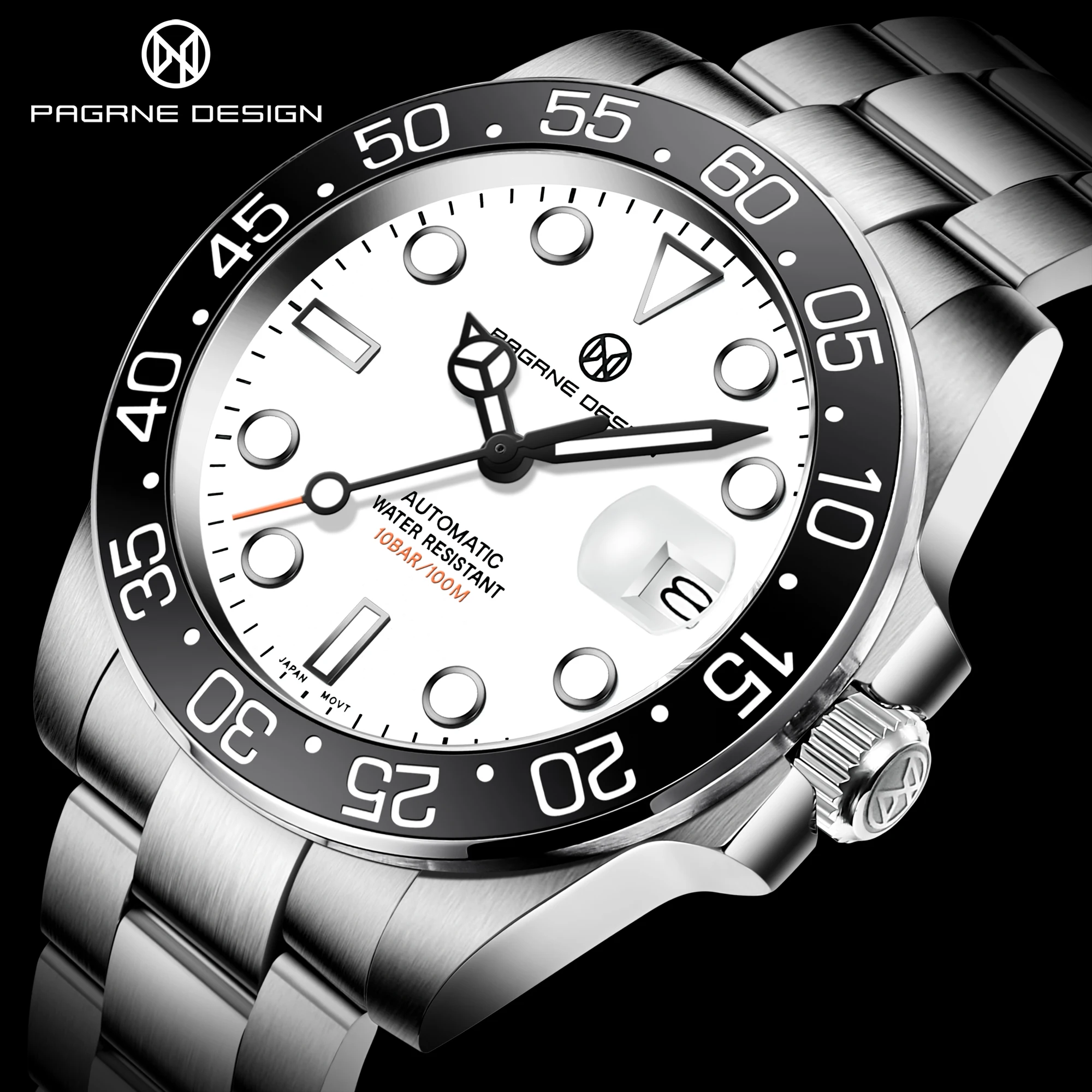

2021 New Fashion Men Automatic Mechanical Watch PAGRNE Design Top Brand Luxury Stainless Steel Men Waterproof Watch Reloj Hombre