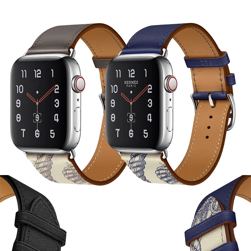 Кожаный ремешок для Apple watch, ремешок correa iwatch Series 5, 4, 3, 2, 1, 44 мм, 40 мм, 42 мм, 38 мм, одиночный ручной браслет из телячьей кожи