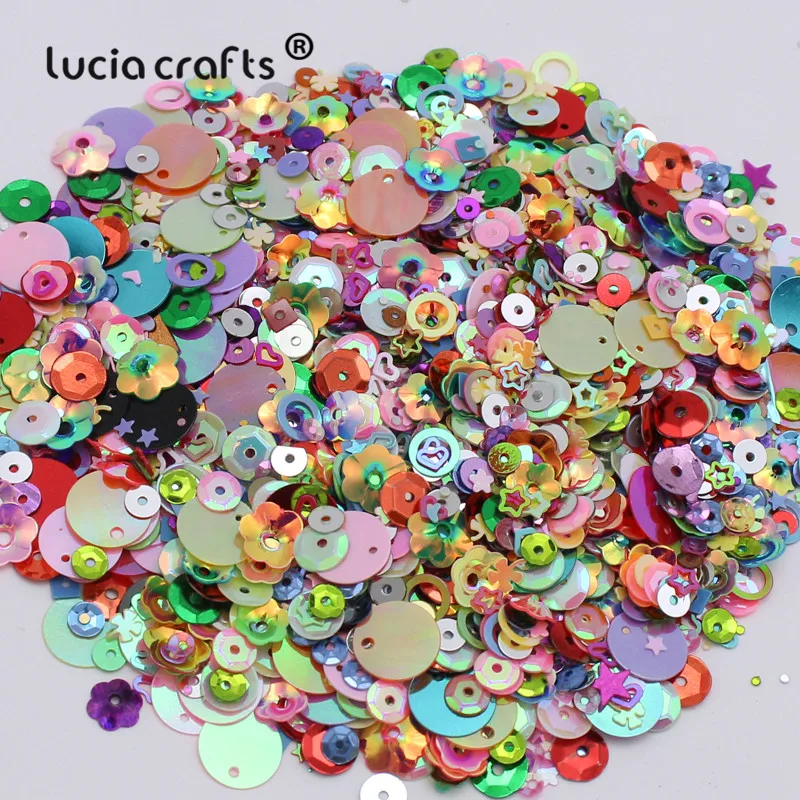 Much mixed pattern Lucia crafts 20 г/лот смешанные размеры/формы хлопья чашка конфетти свободная тесьма с пайетками для шитья и свадебные аксессуары D0902 - Цвет: Much mixed pattern