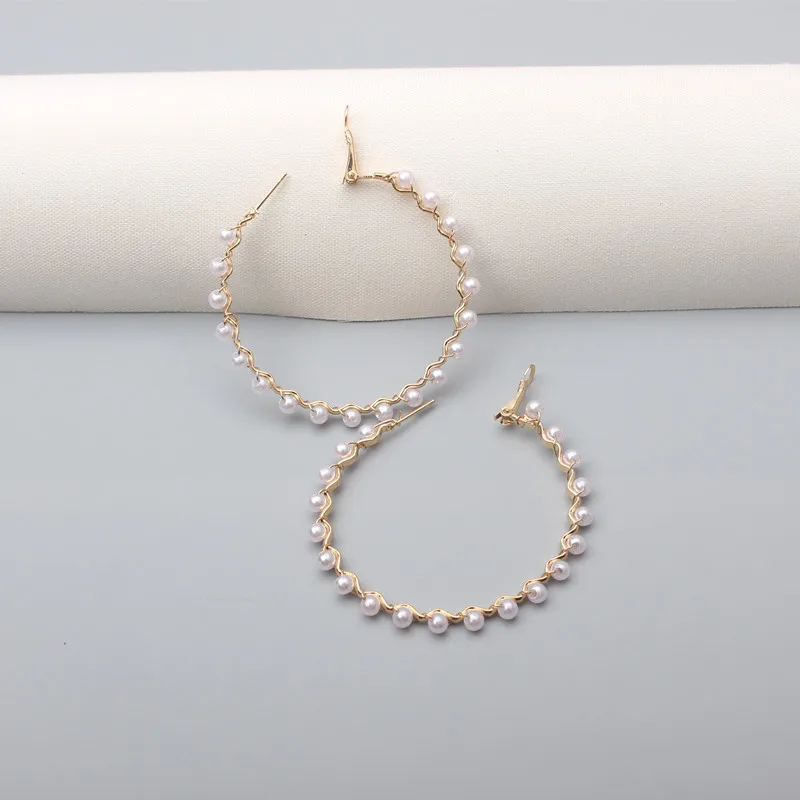 2021 Trendy Temperament Super Fairy Pearl Hoop Earrings Are Simple And Exaggerated Boucle Oreille Femme Pendientes - Image 6