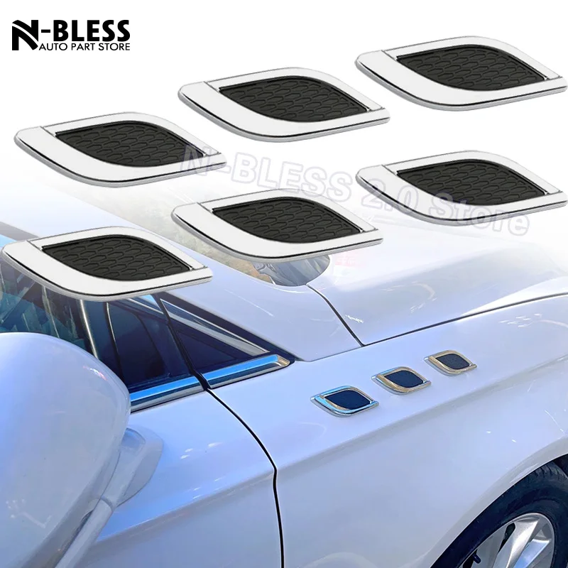 Car 3D Fake Side Air Intake Vents Outlet Decorative Stickers Shark