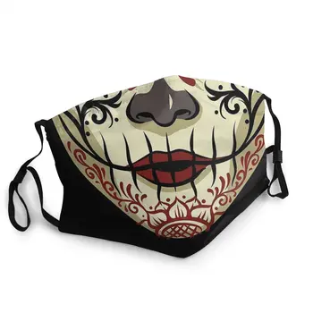 

La Catrina Mexican Death Festival Unisex Washable Mouth Face Mask Fabric Anti Haze Protection Mask Mouth Muffle