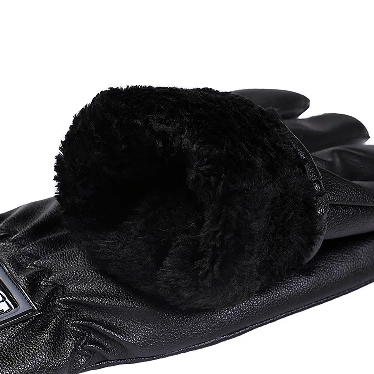 New winter outdoor cycling motorcycle wind proof warm plus velvet thickened men's pu leather gloves