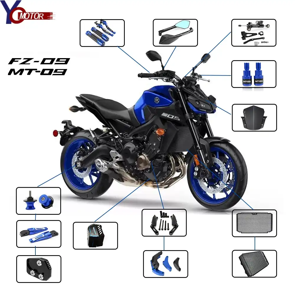 For Yamaha Fz 09 Mt 09 Motor Radiator Grille Guard Brake Clutch Levers Handle Grips Stabilize Damper Bracket Kit Mt09 Fz09 2019 Covers Ornamental Mouldings Aliexpress