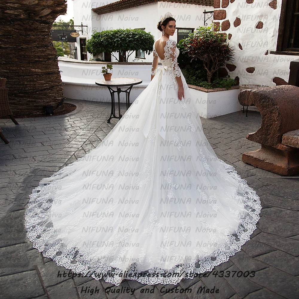 Vestido de Noiva три четверти рукава Weding платья сексуальное свадебное платье винтажное Кружевное белое свадебное платье с бисером Robe de Mariee