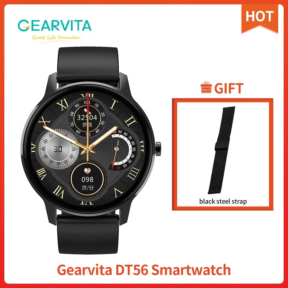 

Gearvita DT56 Smart Watch Women IP67 Waterproof Heart Rate Monitor Blood Pressure Oxygen Fitness Tracker Sport Smartwatch Men