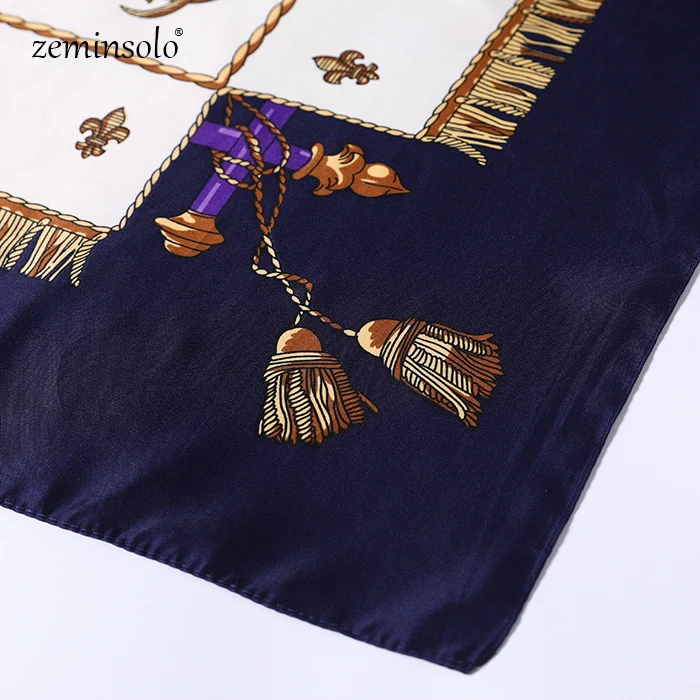 Zeminsolo, саржевый Шелковый женский шарф, бандана, 130*130 см, с принтом, квадратные шарфы, палантины, роскошный бренд, подарок, модные большие шелковые шали